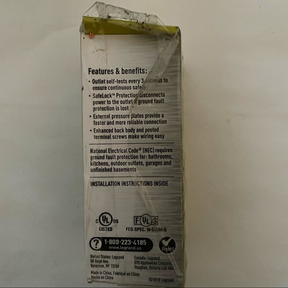 Pass & Seymour Legrand Radiant Self-Test GFCI Outlet 15 Amp - Picture 3 of 4